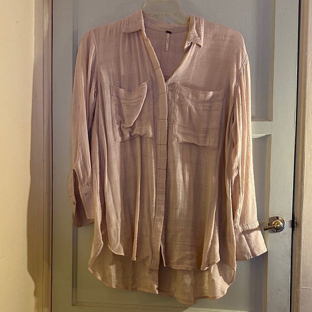 Free People Cream Button-Up Women's Top